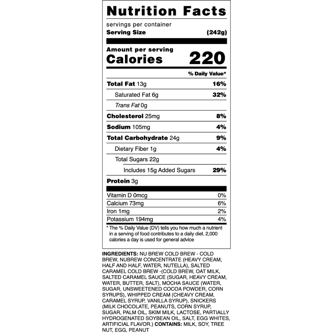 Iced Snickers Latte Gregorys Coffee